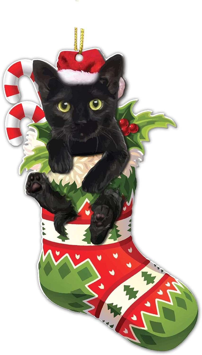 Crazytops Black Cat Christmas Ornaments