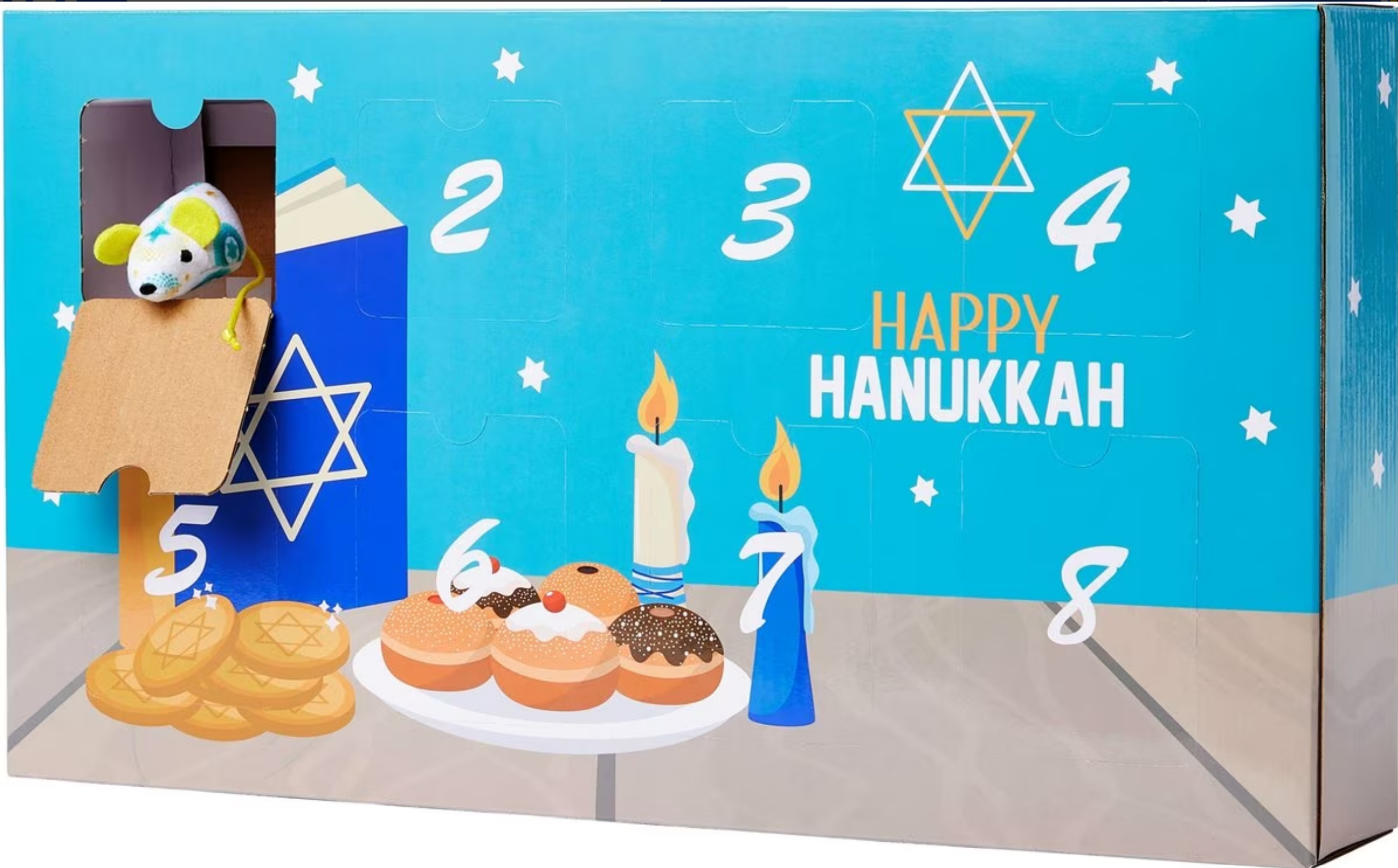 Frisco Holiday 8 Days of Hanukkah Cardboard Calendar with Toys for Cats