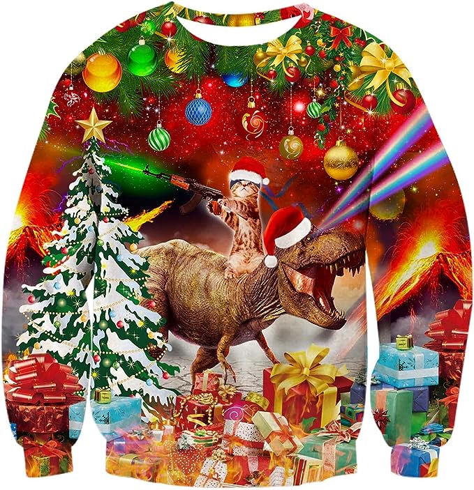 Goodstoworld Mens/Womens Ugliest Christmas Sweatshirt 3D Unique Hilarious Graphic Pullover Shirt