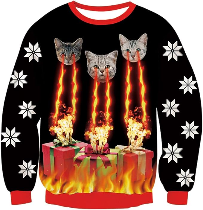 Lovekider Mens Ugly Christmas Sweater Novelty 3D Novelty Unisex Xmas Sweatshirt