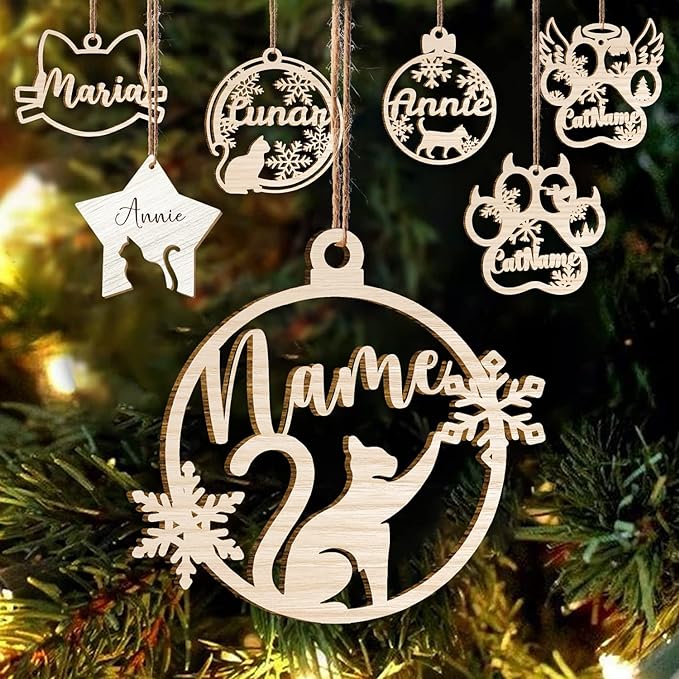 Mostefy Personalized Wooden Cat Ornament