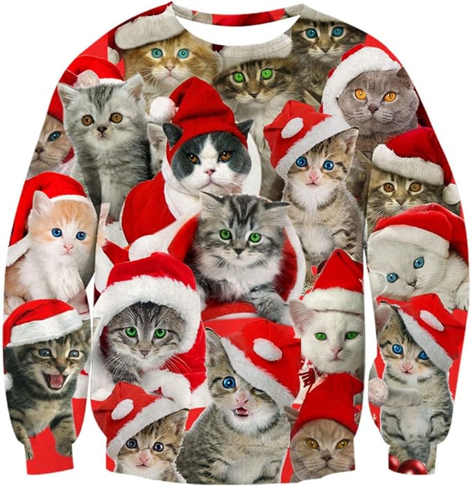 RAISEVERN Unisex Christmas Sweatshirt for Men Women Pullover Sweater Crewneck Long Sleeve Top