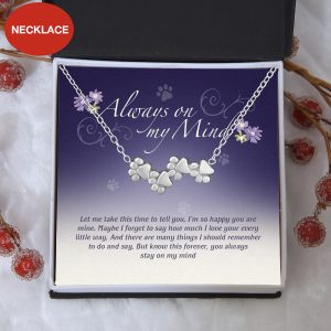 Special Offer! “Always On My Mind” – Four Paw Necklace Includes Gift Box & Card