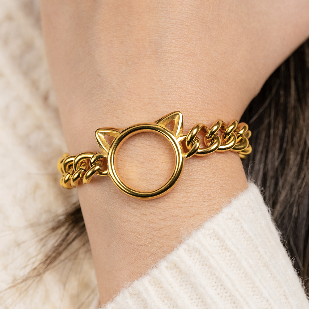 Cat Cuban Link Bracelet – Gorgeous Gold … Purrrect Gift for the Holidays!