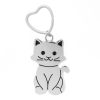 Pretty Kitty Silver Keychain with Heart Key Link- Purrrect Gift For Cat Lovers - Image 2