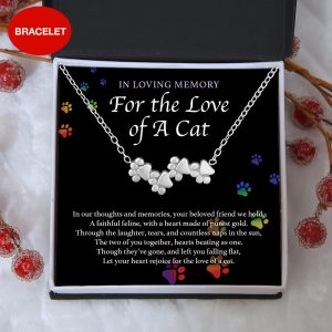 Special Offer! “In Loving Memory For The Love Of A Cat” – Four Paw Bracelet Includes Gift Box & Card