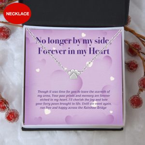 Special Offer! “No Longer By My Side, Forever In My Heart” – One Paw Necklace Includes Gift Box & Card