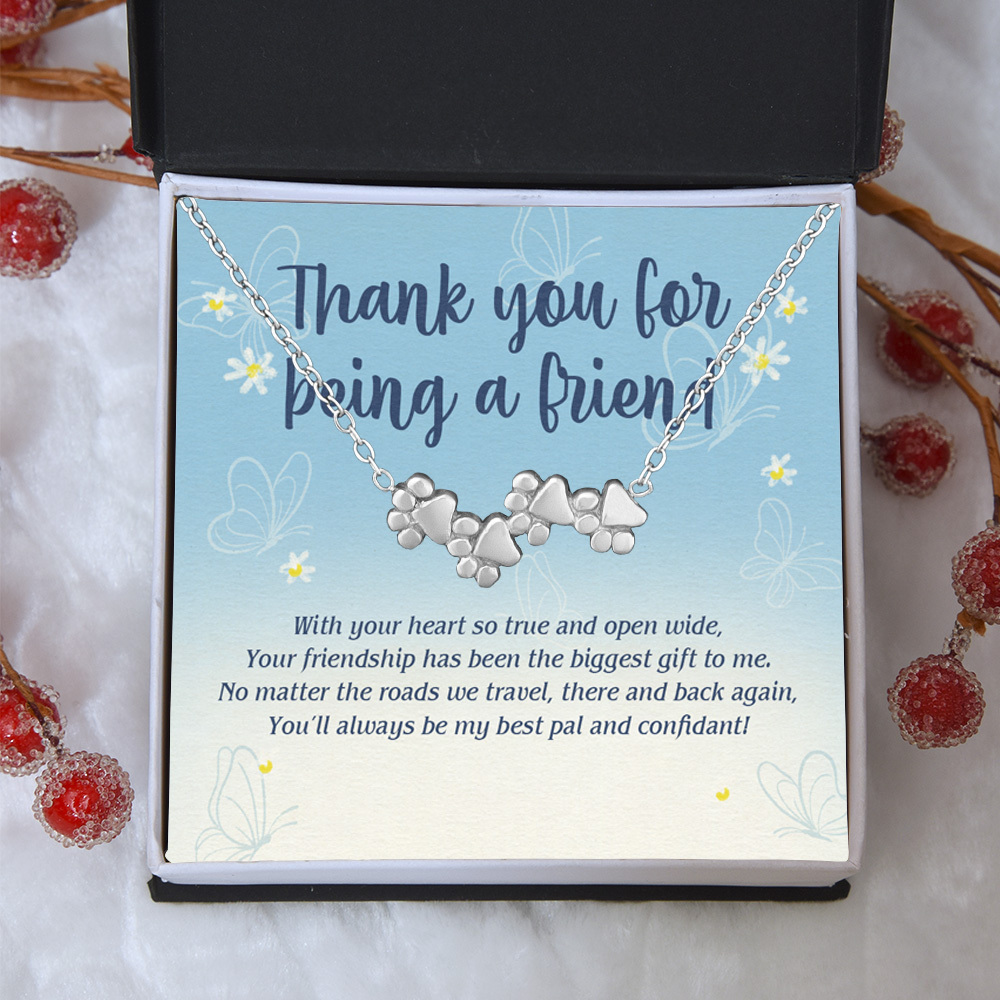 "Thank you For Being A Friend" - Four Paw Bracelet Includes Gift Box & Card