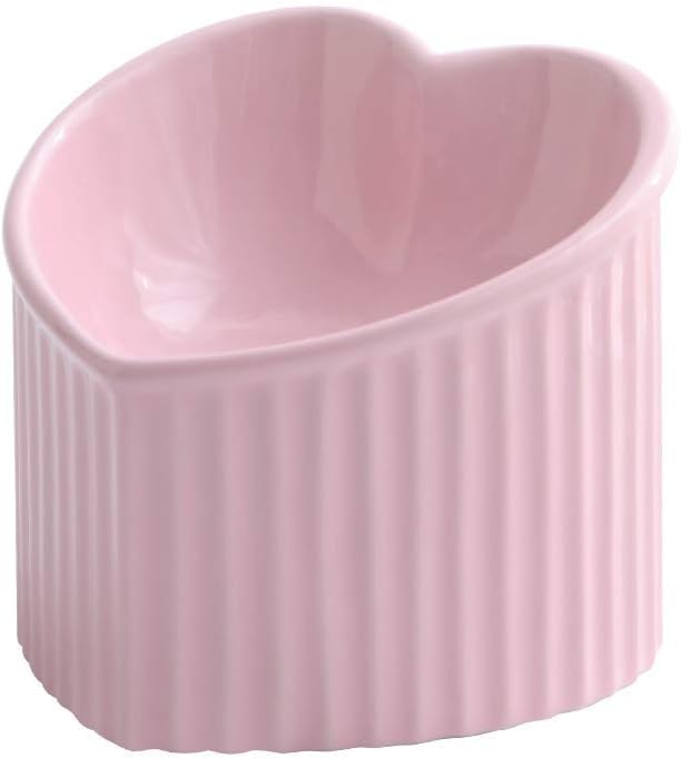 LIONWEI LIONWELI Pink Ceramic Raised Cat Bowl