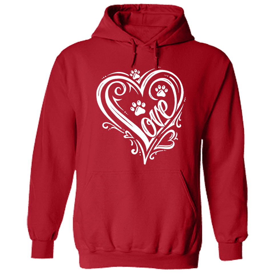 For My Valentine - Love Paw Hoodie Red - iHeartCats.com