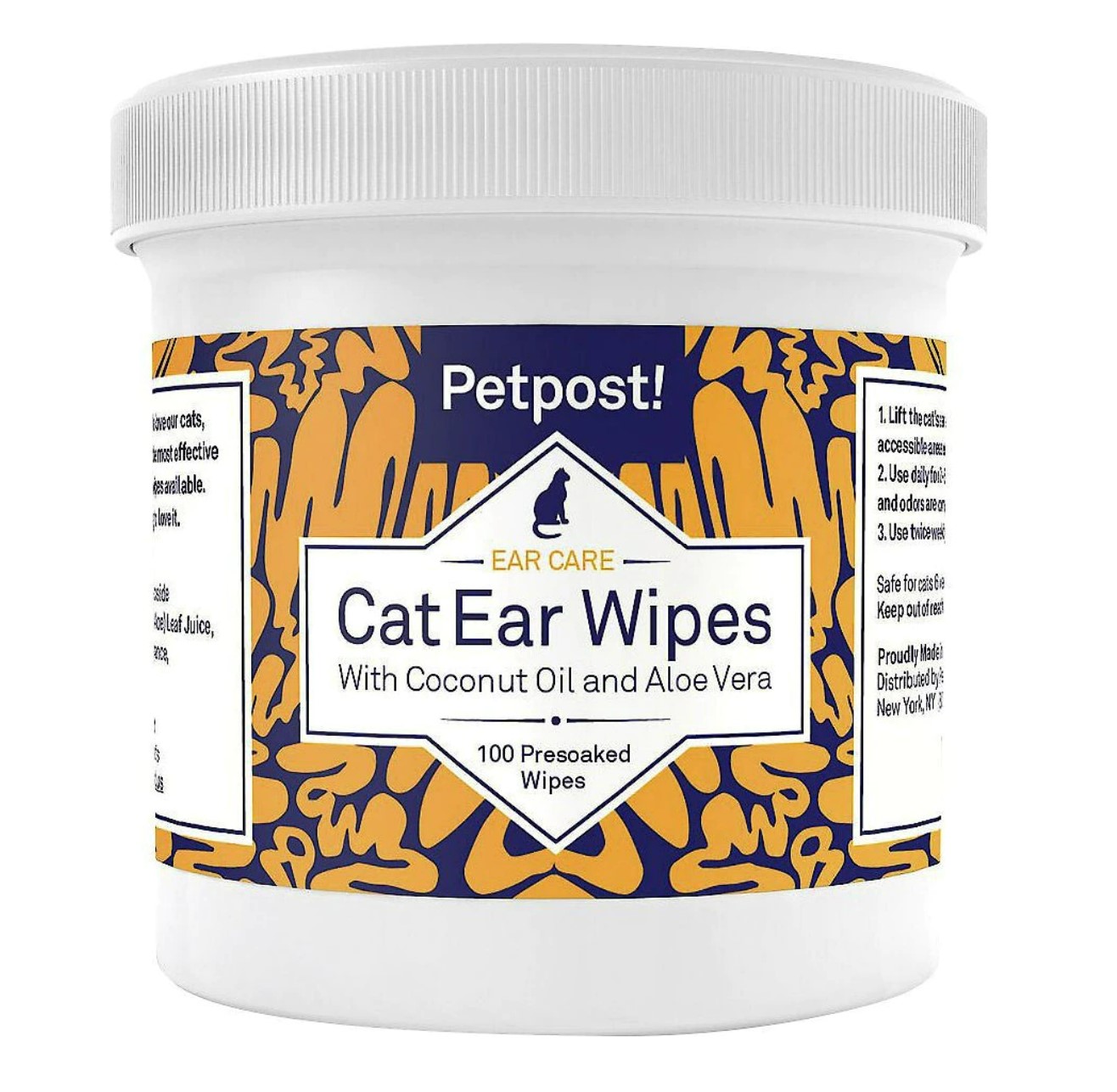 Petpost Ear Wipes with Coconut Oil & Aloe Vera for Cats