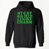 My Cat Is My Lucky Charm Paws Hoodie Black