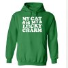 My Cat Is My Lucky Charm Paws Hoodie Green