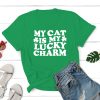 My Cat Is My Lucky Charm Paws Standard Tee Green