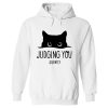 Judging You Silently Kitty Hoodie White