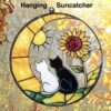 Two Cats on Crescent Moon Suncatcher– Handcrafted Acrylic Window Ornament- Helps Feed Hungry Shelter Cats in Need