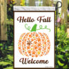 Hello Fall Welcome Pumpkin w/ Paws Garden Flag