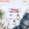 Happy 4th Of July Cats Personalized Standard Tee White– Choose Your Cat’s Breed and Name (Up to 6 Cats) - Image 5