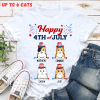 Happy 4th Of July Cats Personalized Standard Tee White– Choose Your Cat’s Breed and Name (Up to 6 Cats) - Image 6