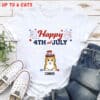 Happy 4th Of July Cats Personalized Standard Tee White– Choose Your Cat’s Breed and Name (Up to 6 Cats) - Image 2