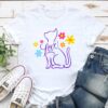 Loving Cat Flowers Standard Tee White