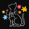Loving Cat Flowers Standard Tee Black - Image 2