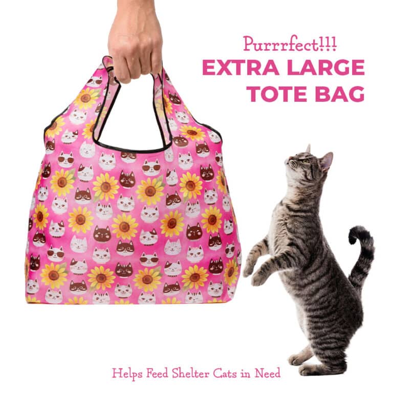 Kitties & Sunflowers Shopping Travel Shoulder Bag- Folding Grocery Tote Pouch Bag