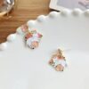 Precious Cat Pastel Vintage Flowers Dangle Earrings – Gifts for Cat Mom, Cat Dangle Earring, Cat Lover Earrings - Image 2