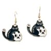 Black Kitty Rocker Skull Dangle Earrings-  Gifts for Cat Mom, Black Cat Dangle Earring, Cat Lover Earrings