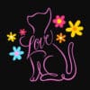 Loving Cat Flowers Standard Tee Black - Image 2
