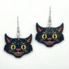 The Crazy Black Cat Dangle Earring- Gifts for Cat Mom, Black Cat Dangle Earring, Cat Lover Earrings