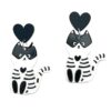 Precious Cat Heart Black & White Cat Dangle Earring- Purrrfect Accessory for Cat Lovers!