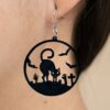 The Ultimate Spooky Halloween Black Cat Dangle Earring – Gifts for Cat Mom, Cat Dangle Earring, Cat Lover Earrings