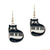 Music To My Ears Black Cat Dangle Earring - Gifts for Cat Mom, Black Cat Dangle Earring, Cat Lover- Music Lover Earrings