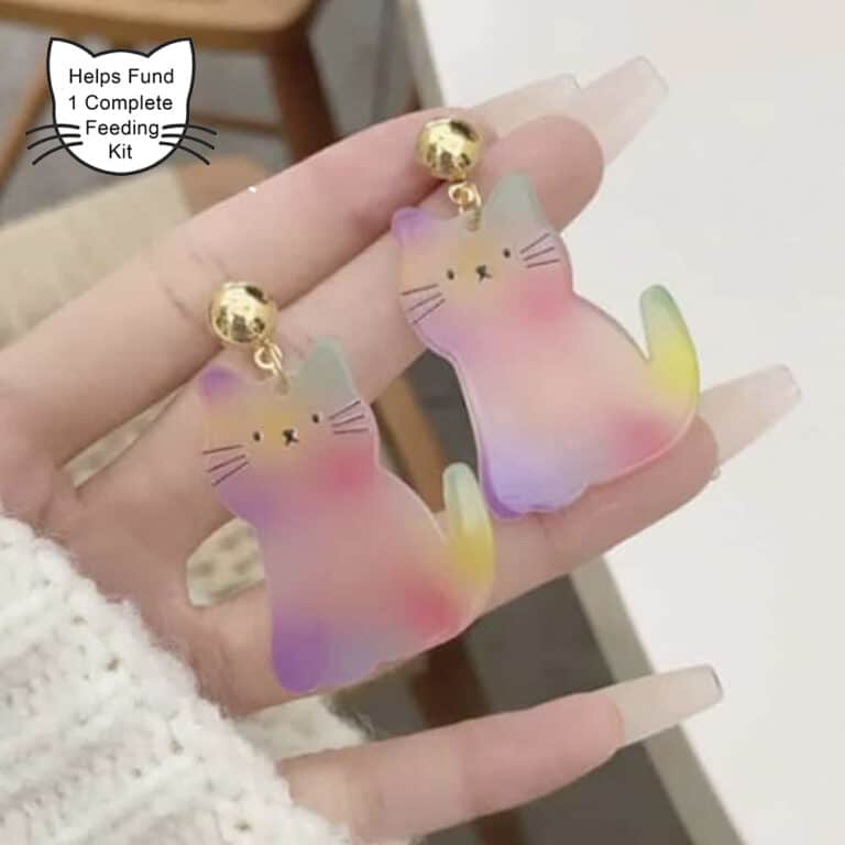 Purrfect Start - Watercolor Kitties Dangle Earring- Saving The Tiniest Of Lives