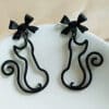 Purrfect Start -Elegant Kitty with Metal Bow Ribbon Dangle Earring  – Saving The Tiniest Of Lives - Image 2