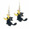 I Love My Kitty to The Moon & Back Dangle Earrings- Gifts for Cat Mom, Black Cat Dangle Earring, Cat Lover Earrings
