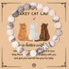 To That Special Crazy Cat Lady -  Life Is Better with Cats Pink Grey Stone Beaded Bracelet