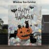 Happy Halloween Black Cats Window ☀️ Sun Catcher- Non-Adhesive Vinyl Window Clings, Decorative Decals for Glass Windows & Doors, Reusable☀️