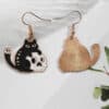 Black Kitty Rocker Skull Dangle Earrings-  Gifts for Cat Mom, Black Cat Dangle Earring, Cat Lover Earrings - Image 2