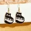 Music To My Ears Black Cat Dangle Earring - Gifts for Cat Mom, Black Cat Dangle Earring, Cat Lover- Music Lover Earrings - Image 2