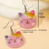 Sweet Gorgeous Sparkle Kitty Dangle Earring- Gifts for Cat Mom, Pink Glitter Cat Dangle Earring, Cat Lover Earrings - Image 3