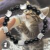 Purrfect Start Pearlized Kitten Beaded White & Black Bracelet - Saving The Tiniest of Lives