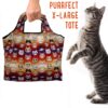 Kitties Autumn Colors Shopping Travel Shoulder Bag- Folding Grocery Tote Pouch Bag