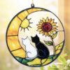 Two Cats on Crescent Moon Suncatcher– Handcrafted Acrylic Window Ornament- Helps Feed Hungry Shelter Cats in Need - Image 2