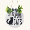 iHeartCats “Life is Better with Cats” Wood Hanging Sign – Inspirational Décor for Cat Lovers
