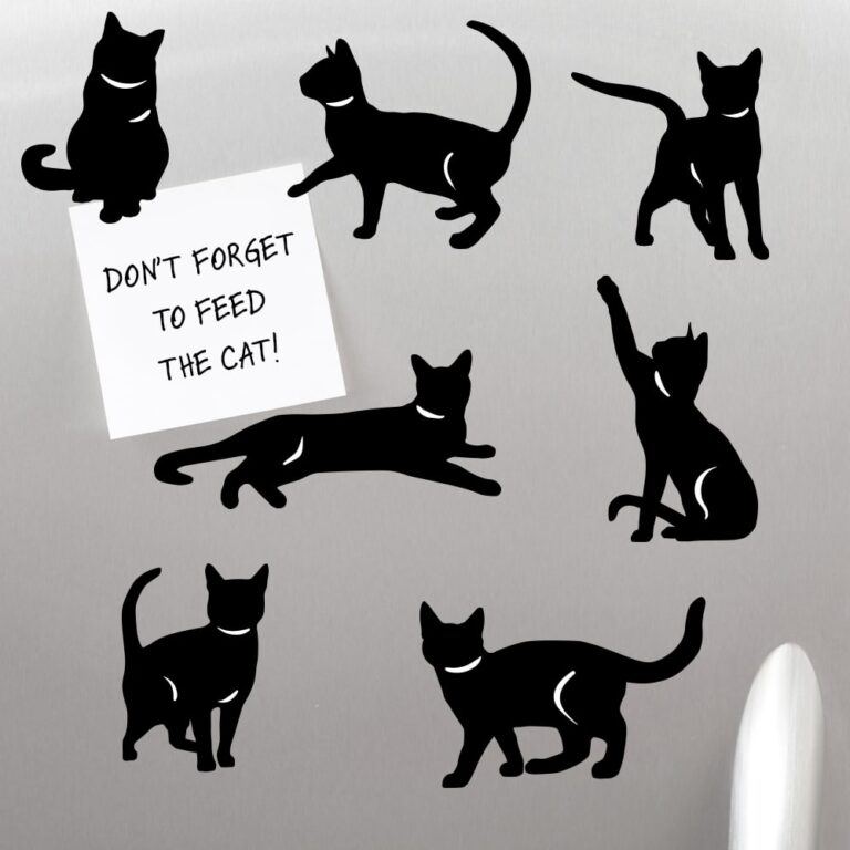 Purrfect Cat Silhouette Magnet Set – Set of 7 - Great for Kitchen Fridge, Home Decor
