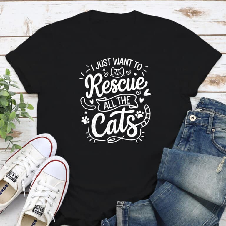 I Just Want To Rescue All The Cats Standard Tee Black