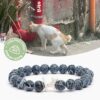 Special Offer STRĀ Cat Beaded Bracelet- Natural Dark Blue Fossil- Donates 10 Meals to Help Feed Hungry Stray Cats