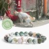 Special Offer STRĀ Cat Beaded Bracelet- Green Tree Agate Stone- Donates 10 Meals to Help Feed Hungry Stray Cats